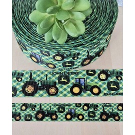 7/8 & 1.5" (1 YD) John Deer Grosgrain Ribbon John Deer Tractor Trucks Farmer - 1.5 inch