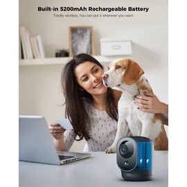 COCOCAM 2K Indoor Pan/Tilt Security Camera with 5200mAh Battery, WiFi Camera,Wireless for Baby Monitor/Pet/Home Security, AI Recognition, PIR Human Detection, 2.4G WiFi (Black)