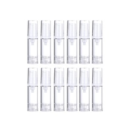 12 Pcs Vacuum Lotion Bottles Plastic Empty Airless Pump Bottles Travel DIY Cosmetic Cream Pump Bottles Makeup Foundation Toiletries Liquid Vacuum Container (5ml)