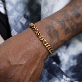 Gold Chain Bracelet Women Gold Cuban Link Bracelet for Men Wrist Bracelet Mens Bracelet Stainless Steel Cuban Link Bracelet Gold Curb Bracelet for Women