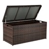VINGLI Outdoor Wicker Storage Box, 132 Gallon Patio Rattan Deck