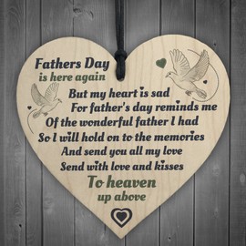 RED OCEAN Wonderful Father Hanging Wooden Heart FATHERS DAY Memorial Sign Gifts For Him Plaque