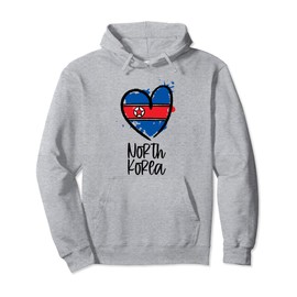 North Korea Heart Flag Cute Asia Minimal North Korean Gift Pullover Hoodie