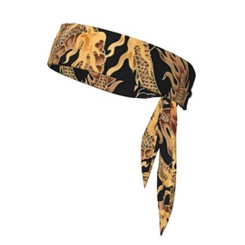 DYHLIL Oriental dragon Sports Head Tie Headbands for Men Women Boy and Girl Sports Sweatbands for Running Basketball Yoga Exercise Workout Quick Drying and Non-Slip Workout Stretchy Hairband