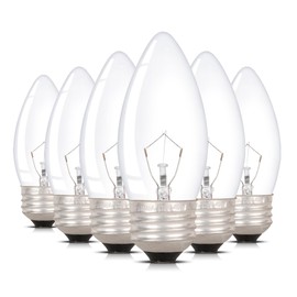 Simba Lighting Torpedo Clear B11 C35 CTC 25W E26 Base (6 Pack) Decorative Incandescent Light Bulbs 120V for Chandeliers, Ceiling Fan Lights, Pendants, Wall Sconces, Dimmable, Warm White 2700K