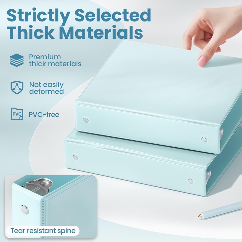 SUNEE 3 Ring Binder 1.5 Inch 2 Pack, Clear View