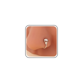Yheakne Punk Skull Nose Ring Gold Skull Nose Cuff Tiny Septum Nose Rings U Shaped Clip On Nose Stud Hoop Nose Piecing Jewelry for Women (Silver)