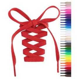 Handshop Flat Shoelaces 5/16" - Shoe Laces Replacements For Sneakers and Athletic Shoes Boots Red 122cm