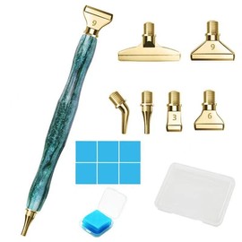 Diamond Arts Painting Tool Set, 1 Count Creative Design Pen Holder & 6 Counts Pen Tips & 6 Counts Wax, DIY Diamond Art Painting Tool Kit - Color: Gold suit, Specification: one size