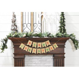 Jolly Jon Merry Christmas Burlap Garland Banner - Christmas Party Winter Colorful Sign