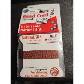 Griffin Silk Cord Griffin Beading Stringing Thread Medium Brown No. 2 0.45mm