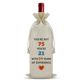 Funny 75th Birthday Gifts Wine Bag 75 Years Old Birthday Gifts Turning 75 Gifts for Friends Mum Dad Grandparent Birthday Party Decor Bag Wine Accessories Gifts for Wine Lovers Happy 75th Birthday Gift