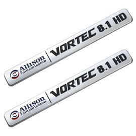 2 Pack Allison Transmission 8.1 Hd 8.1L Vortec Emblem Sticke decals Badges Replacement for 2500Hd 3500Hd Gmc Silverado Sierra Truck (Chrome/Black)