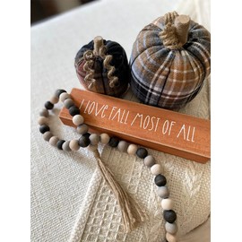 Collins Painting Medium Plaid Fabric Pumpkin with Jute Accent - Fall Home Decor - Pumpkin Tabletop Fall Decor - Rustic Fall Home Décor for Autumn