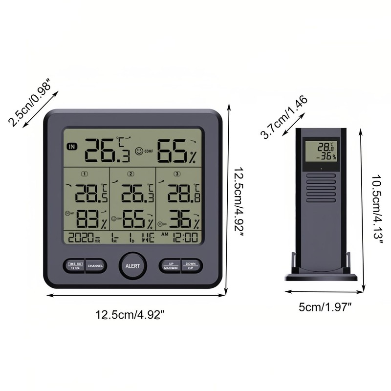 Lancoon Digital Thermometer Hygrometer with 3 Wireless Sensors LCD Backlight