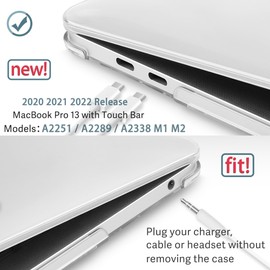 May Chen Compatible with MacBook Pro 13 inch Case 2022 2021 2020 Release Model A2338 M2 M1 A2251 A2289, Plastic Hard Shell Case with Keyboard Cover for MacBook Pro 13 Touch Bar Fits Touch ID, Clear