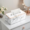 KINGFOM Rectangular PU Leather Tissue Box Holder, Facial Tissue Case