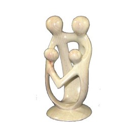 The Friendly Trading Co Family of Four Sculpture in Stone 4 inch / 10 cm tall. Hand made with Storycard