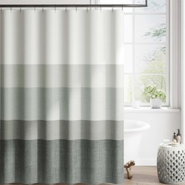 jinchan Extra Long Ombre Cloudy Grey Striped Shower Curtain Waterproof Fabric Shower Curtains for Bathroom Gradual Color Minimalist Modern Neutral Luxury with 12 Hooks 70x84 inches
