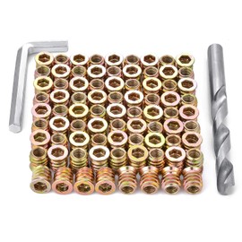 PGMJ 80 Pcs M8 Wood Nut Inserts - Metal Screws Assortment Hex Socket Drive Threaded Inserts, Metric Bolt Fastener Connector for Wood Working Tools and Accessories (M8x15mm)