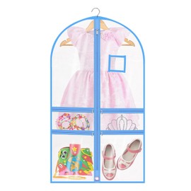 OAONY Clear Dance Garment Bags for Dancers, 40" Kids Dance Costume Bags with 4 Zipper Pockets, Waterproof Foldable Travel Storage Bag For Travel & Competitions Clothes Organizer (blue)