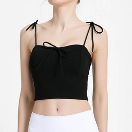 Workout Sports Triple Ribbon Bralette Women's Daily Casual 02.Black/S(US 0-2)