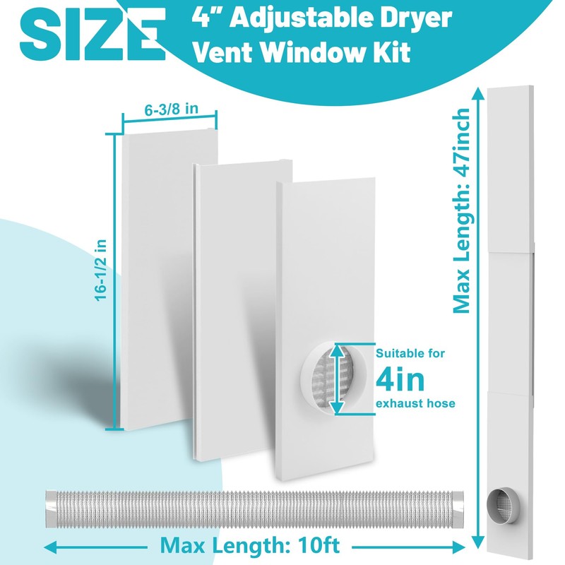 Chiligent Dryer Vent Window Kit, Adjustable Window Vent Kit with