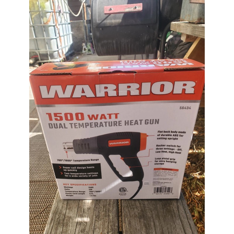 warrior New 1500 Watt Dual Temperature Heat Gun (572°/1112°) Strip