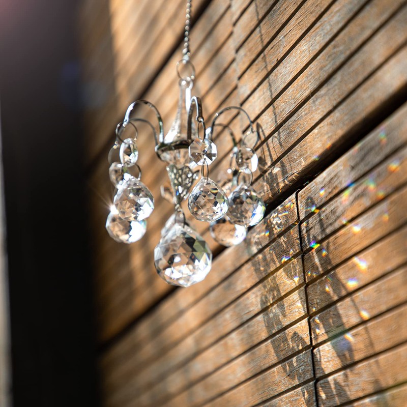 H&D HYALINE & DORA Crystal Wind Chime Shaped Rainbow Suncatcher,Hanging