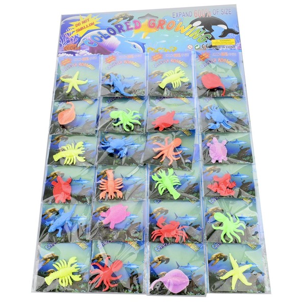 Funlop Sensory Jelly Water Growing Sea Life Creatures Animals, Amazing, fun, educational, learning toy for children boys and girls (24 Assorted Sea creatures and Colors) by Funlop