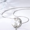 Odinstone Cat Necklace, 925 Sterling Silver, Crystal/Moonstone Pendant, Cat Chain