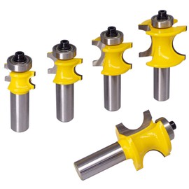 Bullnose Router Bit Set, Wolfride 1/2-Inch Shank 5pcs Half Round Router Bits |Diameter 1/4" 3/8" 1/2" 5/8" 3/4"