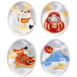 Aderia S-6287 Medeta Mono Chopsticks Rest, Set of 4 Patterns, Approx. 2.2 x 1.7 x 0.5 inches (5.6 x 4.4 x 1.3 cm) / Chopstick Rest, Made in Japan, Comes in a Cosmetic Box, Birthday Gift, Present