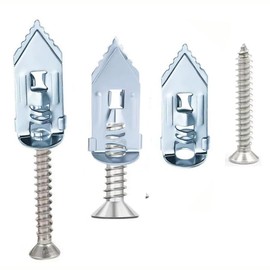 TOOMYAUTO 60 Pcs Zinc Plated Steel Self-Drilling Anchors Kit for Heavy Duty, Silver Self Drilling Drywall Anchors Easy Application No Drill or Holes in Wall (0.47X1.57inch)