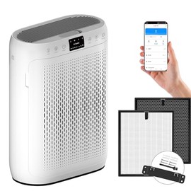 Purificador de Aire Inteligente Control Táctil y WIFI con App, Filtro HEPA + Carbón Activado para Adecuado a Oficina Escritorio