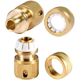 Hydrogarden 2pc Brass Hose Connector Hose End Quick Connect Fitting 1/2" Hose Pipe Quick Connector for Gardening, Home Watering,Car Washing