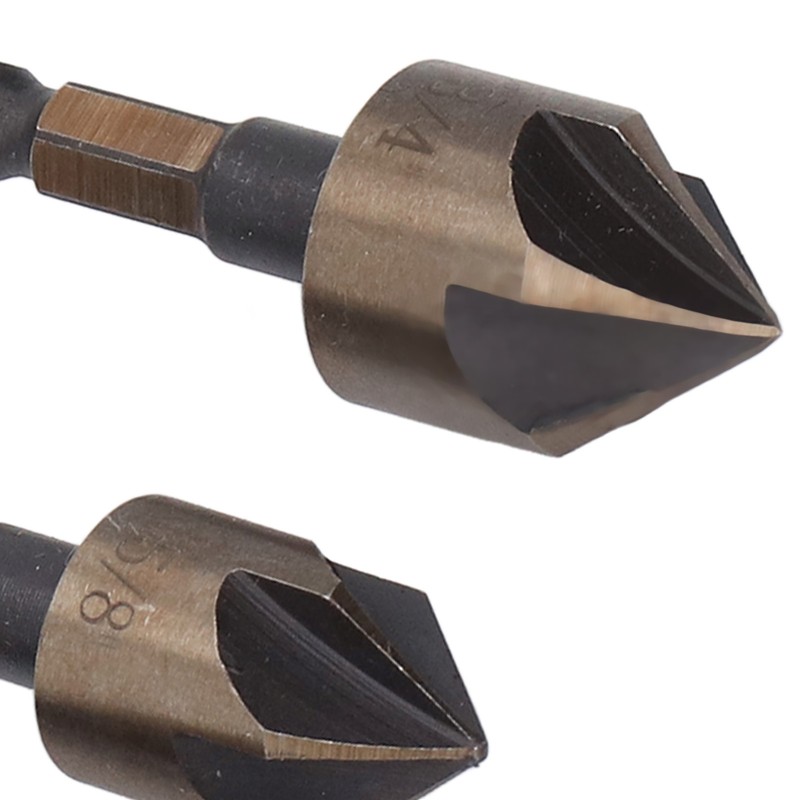 5 Pcs Countersink Drill Bit 1/4in 3/8in 1/2in 5/8in 3/4in