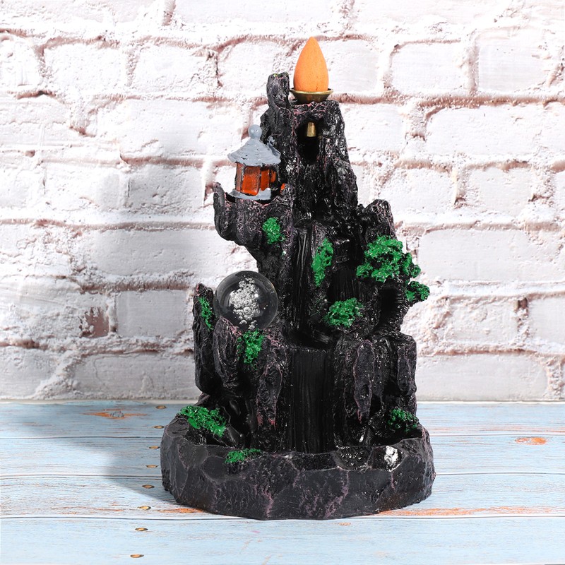 Unique Mountain Water Backflow Incense Burner Holder Home Resin Ornament