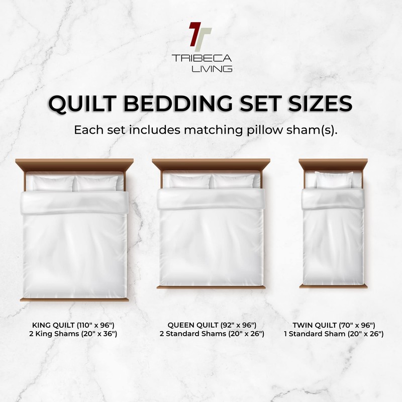 Tribeca Living Oversized Velvet Quilt, 3-Piece Queen Bed Set, 260GSM
