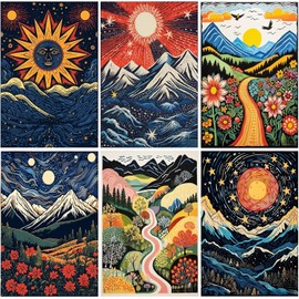 6 Packs Diamond Painting Kits for Adults, Japanese 5D DIY Diamond Art Kits Full Drill Diamond Dots for Gift Wall Decor Gem Arts 12x16 inch