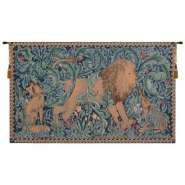 Charlotte Home Furnishings Inc. Lion I French Tapestry Wall Hanging 19 x 33 Inch Viscose Cotton and Polyester Blend Wall Art Perfect For Home Decor Wall Decor by William Morris