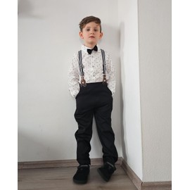 Volunboy Baby Boys Gentleman Wedding Suit Black Formal Outfit Toddler Ring Bearer Birthday Dress Shirt Bowtie Pants Set (Black, 18-24 Months)
