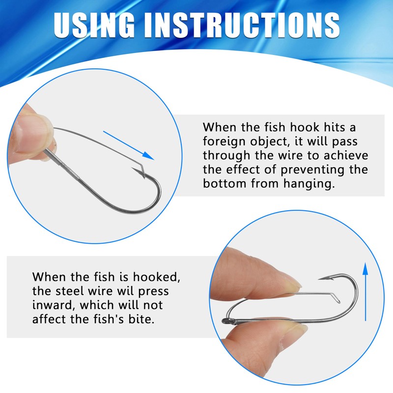 FUSIGO Wacky Rig Hooks Weedless, 30pcs Bass Fishing Hooks for