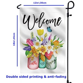 Welcome Spring Garden Flag,12×18 Inch Outdoor Banner for Canadian Yard Decoration