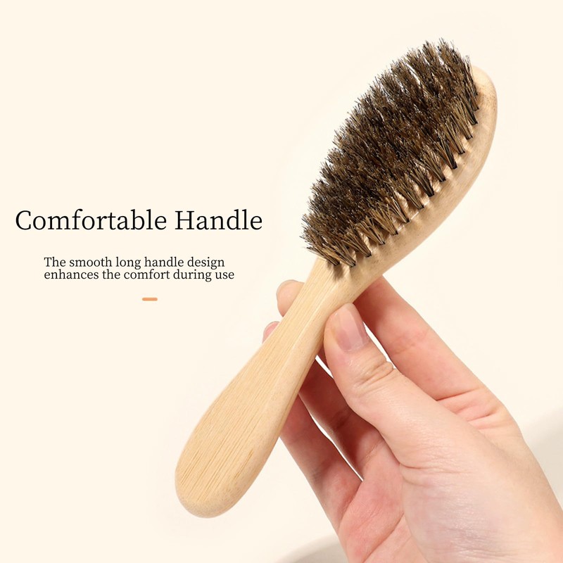 Soft Boar Bristle Dog Brush for Short Haired, Gentle Deshedding