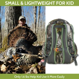 Wild Cedar 30L Kids Camo Hunting Backpack with 11 Pockets, Small Lightweight Hunting Bag for Youth, Men Water Resistant Day Pack for Boys & Girls, Travel, Hiking, Camping