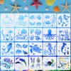 DIKEBAO 20Pieces Sea Ocean Creatures Stencils Plastic Sea Creatures Stencils Templates Reusable Sea Animal Painting Templates for DIY Crafts Scrabooking Painting on Wood Wall Art Decor (13 x 13 cm)