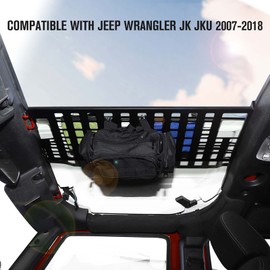 Jimen Compatible with Jeep Wrangler JK & Unlimited 2007-2018, Hard Top Molle Panel Cargo Rack Metal Roof Shelf Luggage Storage Carrier