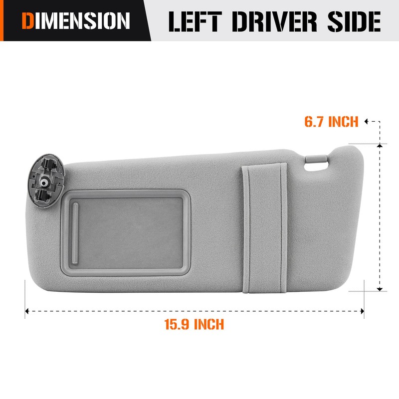 Sun Visor for 2007-2011 Toyota Camry Without Sunroof, Left Driver