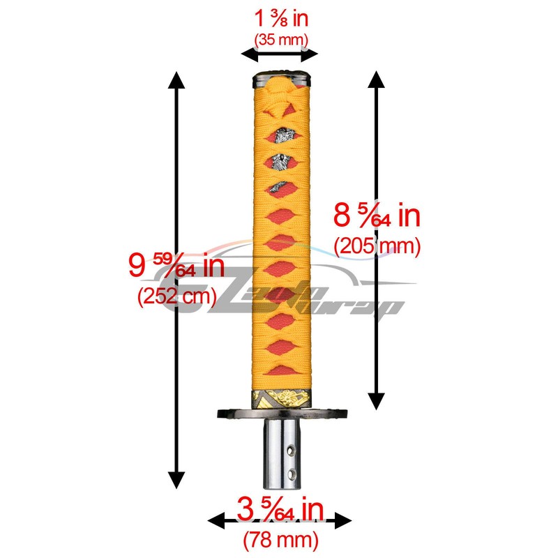 EZAUTO WRAP 20cm Orange Red Shift Knob Samurai Sword Alloy